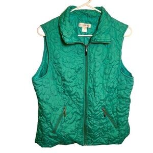Christopher & Banks Womens Sz Large Sleeveless Full Zip Vest Ombre Green Paisley